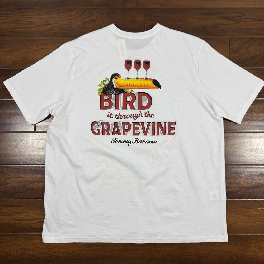 Tommy Bahama Men's Size 2XLB White Bird It Through The Grapevine Tee T Shirt